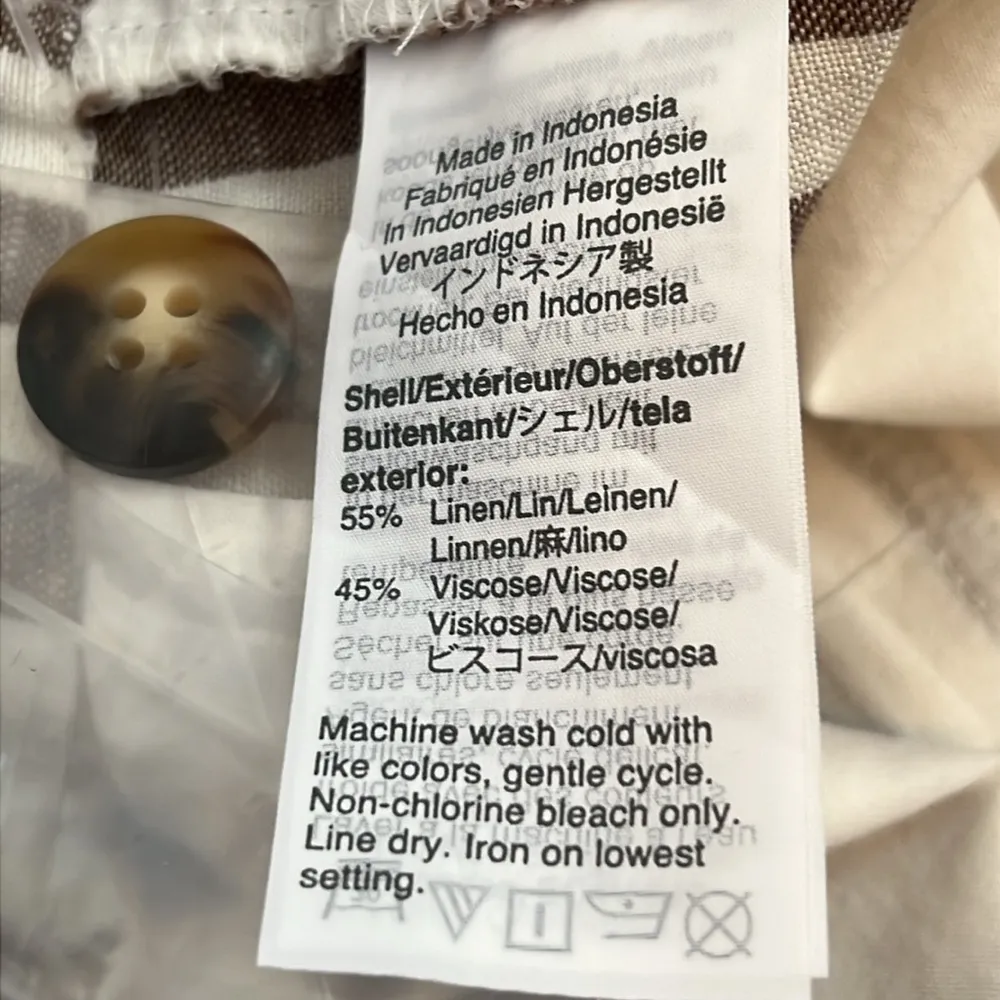 Madewell Linen Gray and White Striped High-Waisted Paperbag Pants - NWOT - Image 6