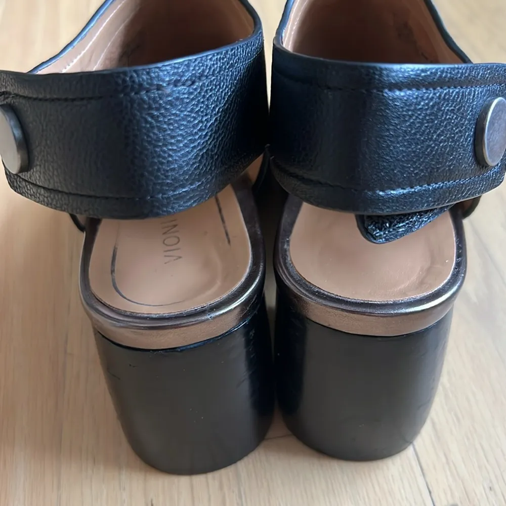 Vionic Valencia Sandal Black Leather Open Toe Size 6 Comfort Velcro - Image 3