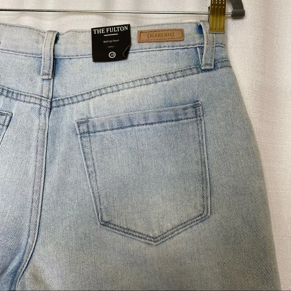 Blank NYC Raw Hem The Fulton Denim Roll Up Shorts in Blue Steel size 28 🆕 - Image 12