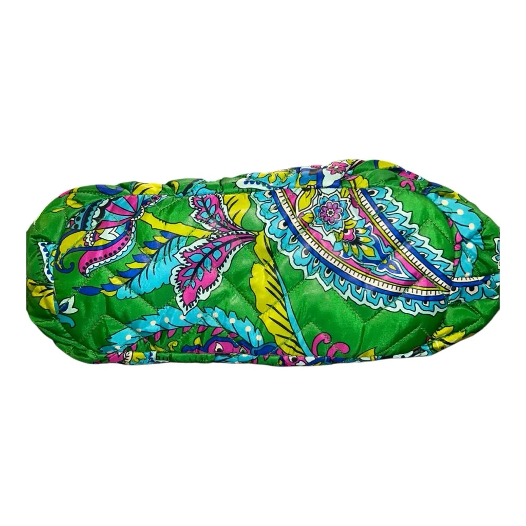 Vera Bradley Large Pleated Tote Shoulder Bag – Trimmed Emerald Green Paisley - Image 3
