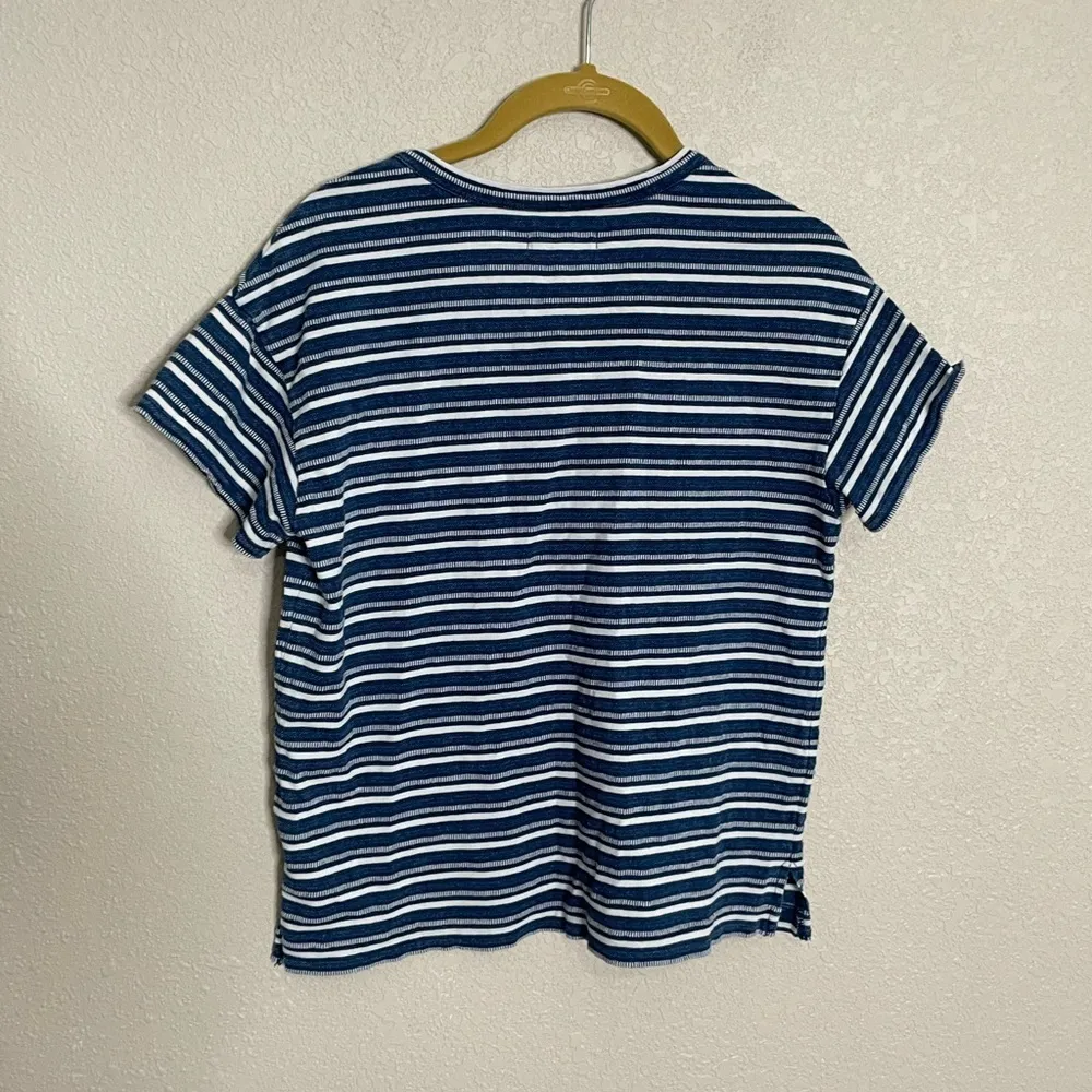 Madewell Blue Stripe Boxy Crop Top XS - Image 3