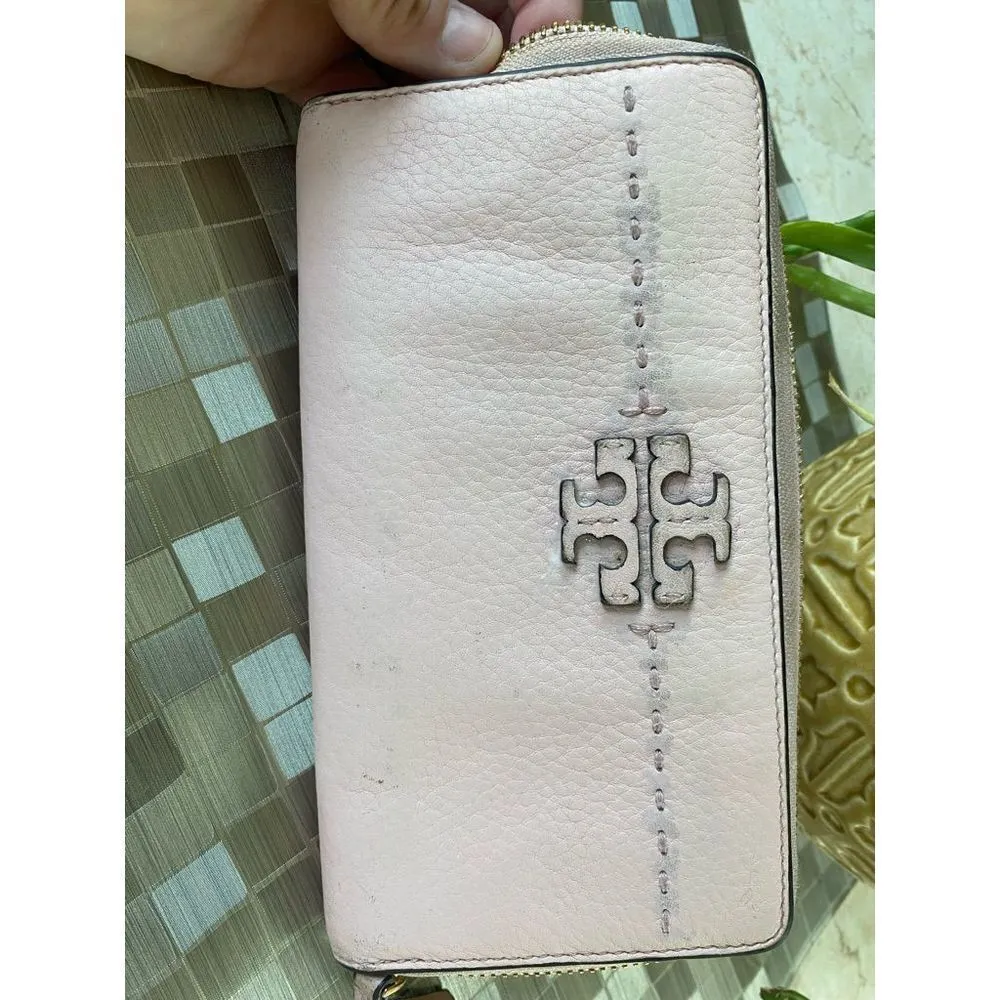 Tory Burch McGraw baby pink long zip wallet - Image 4