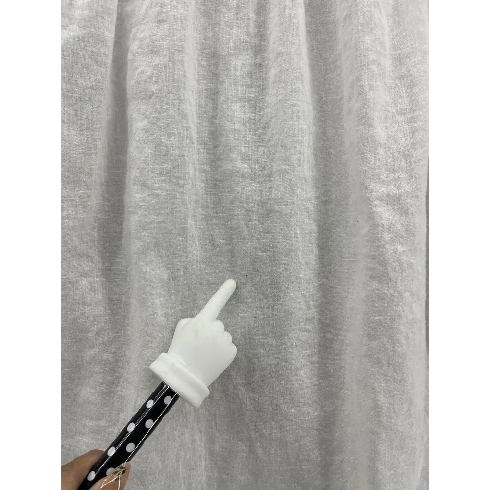 LOFT Ann Taylor Women's Blouse Sleeveless Embroidered Trim White Sz Large Linen - Image 5