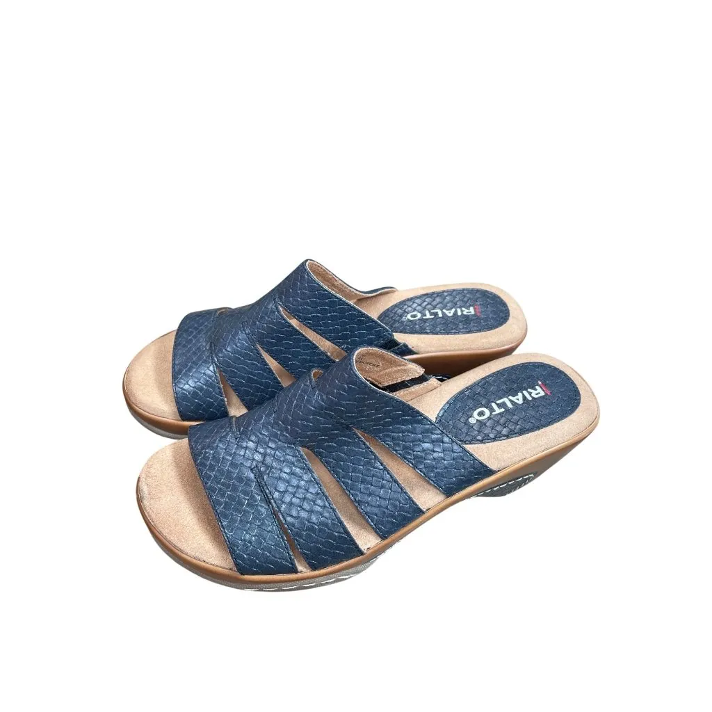 Rialto Womens synthetic Navy Blue Slide Wedge Sandals Sz 6M SKU 9495 - Image 15