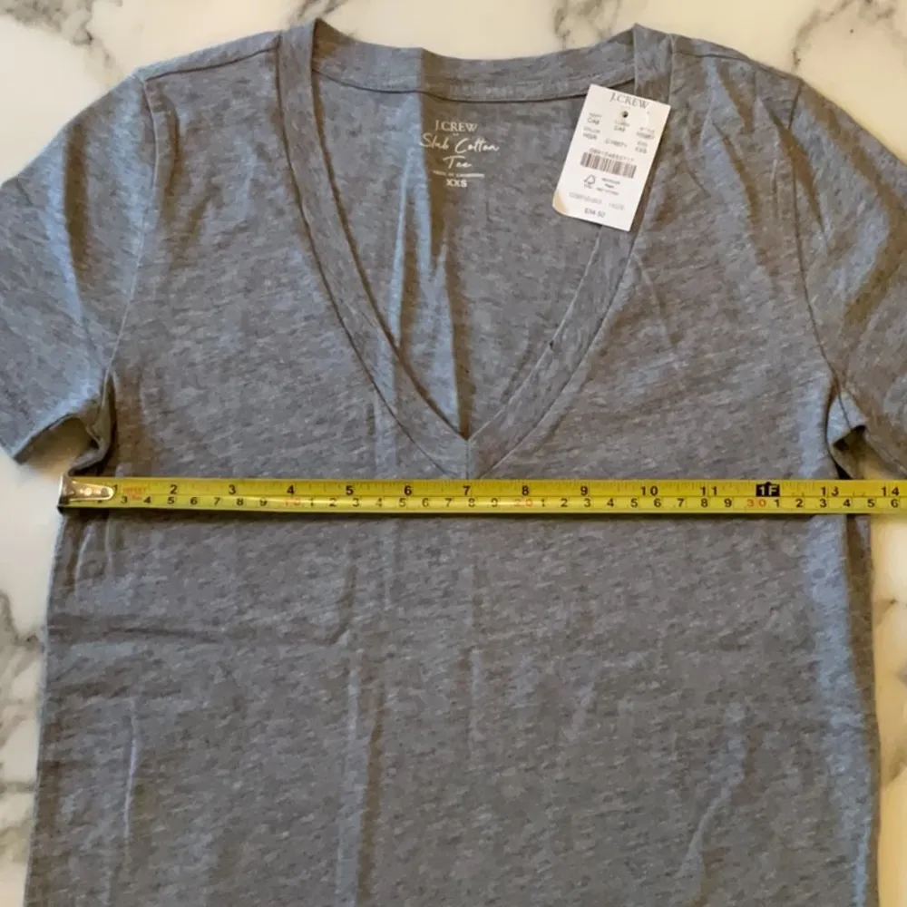 NWT JCrew V Neck Slub Cotton Tee Gray Women’s Short Sleeve XXS Small Cut to Sew - Image 6