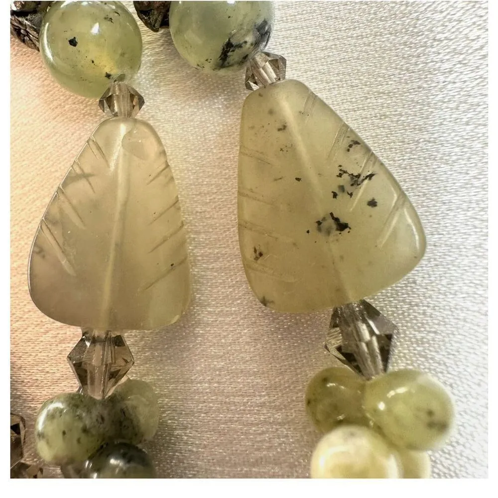 moss agate prehnite sterling silver beaded pendant necklace Green - Image 9