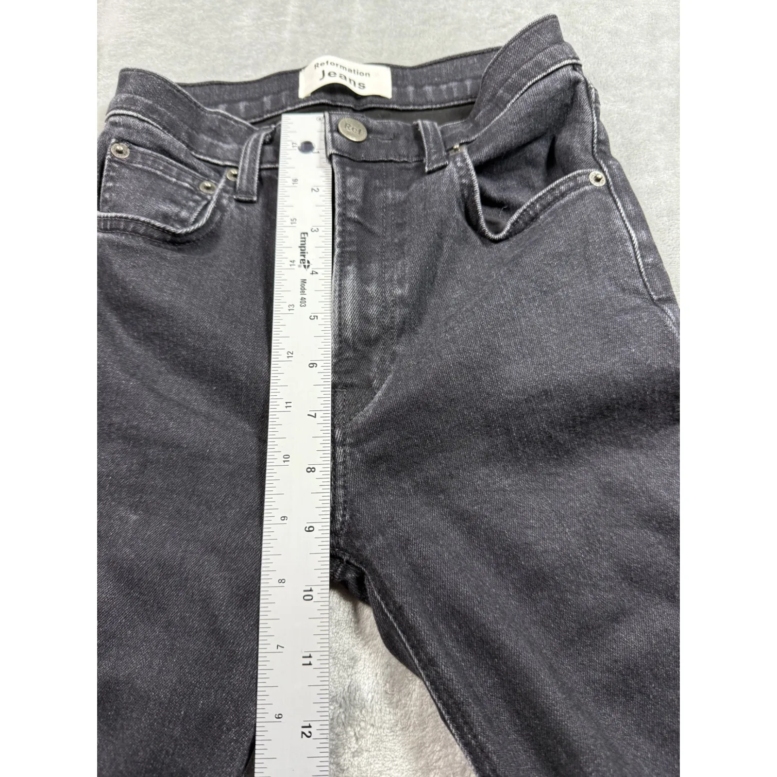 Reformation Jeans High‎ & Skinny Faded Black Destroyed Size 23 - Image 11
