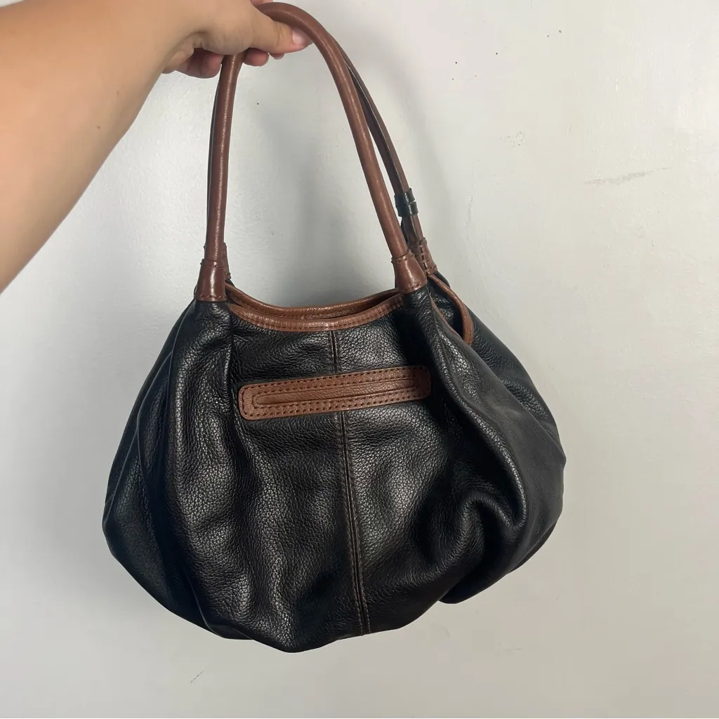 BRIGHTON LONDON GROOVE TATUM PEBBLED LEATHER SHOULDER HANDBAG black brown - Image 7