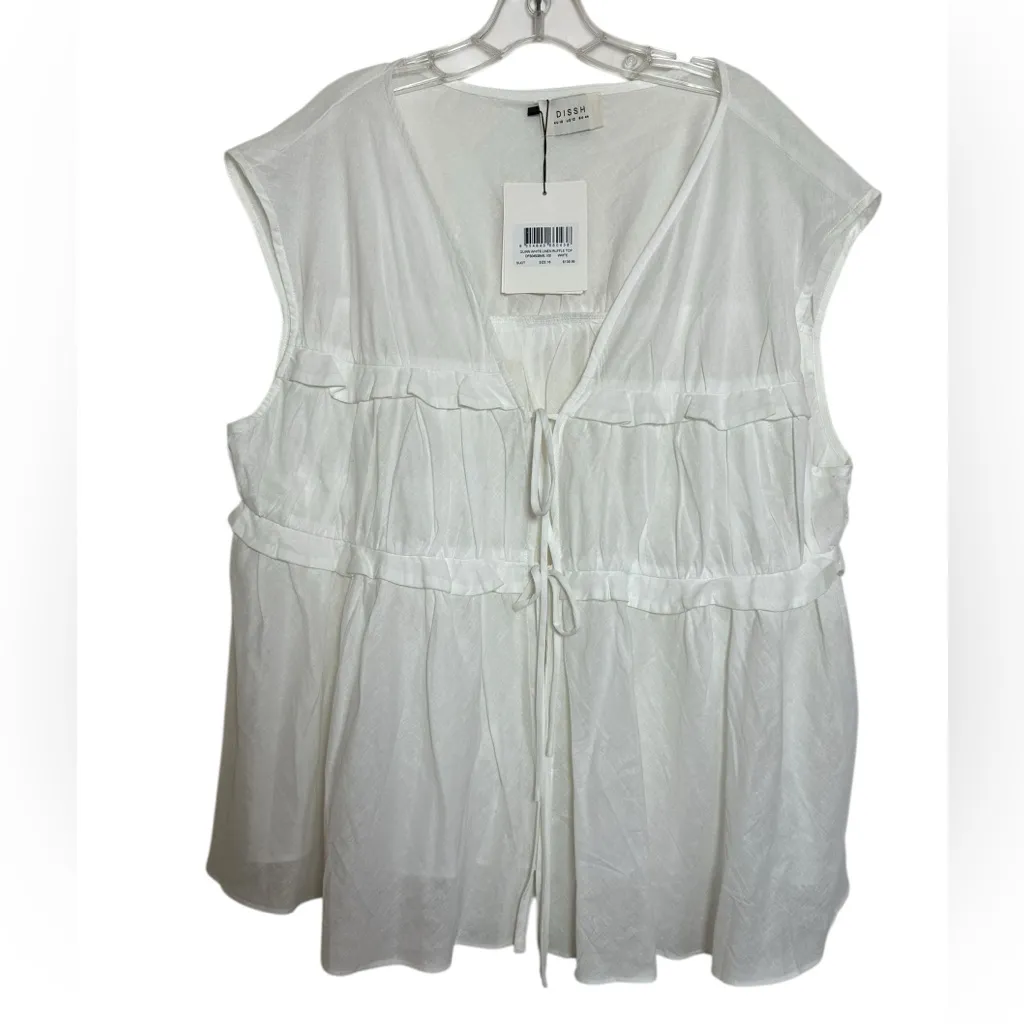 DISSH Quinn White Linen Ruffle Top size 12 - Image 4