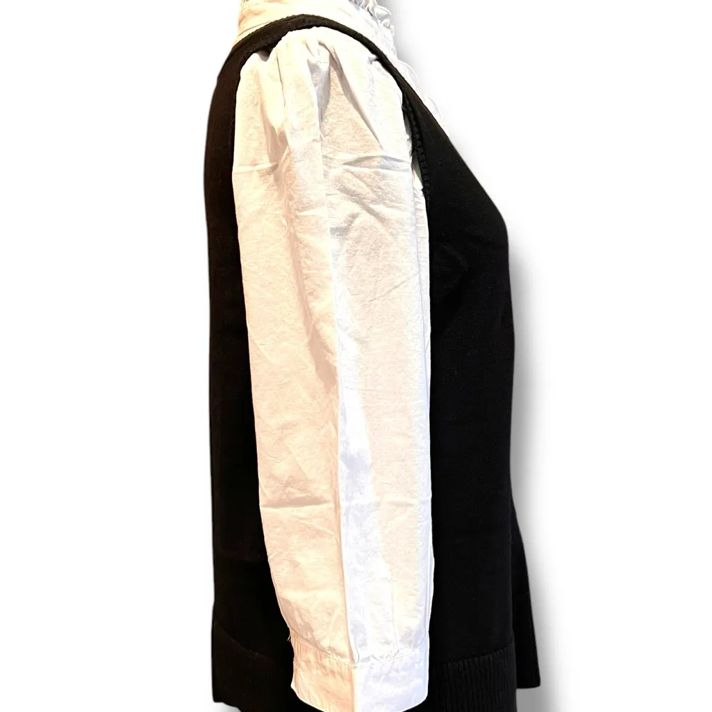 AB Studio  Women's XL- Black & White Layered Knitted Pullover Top Y2K - Image 7