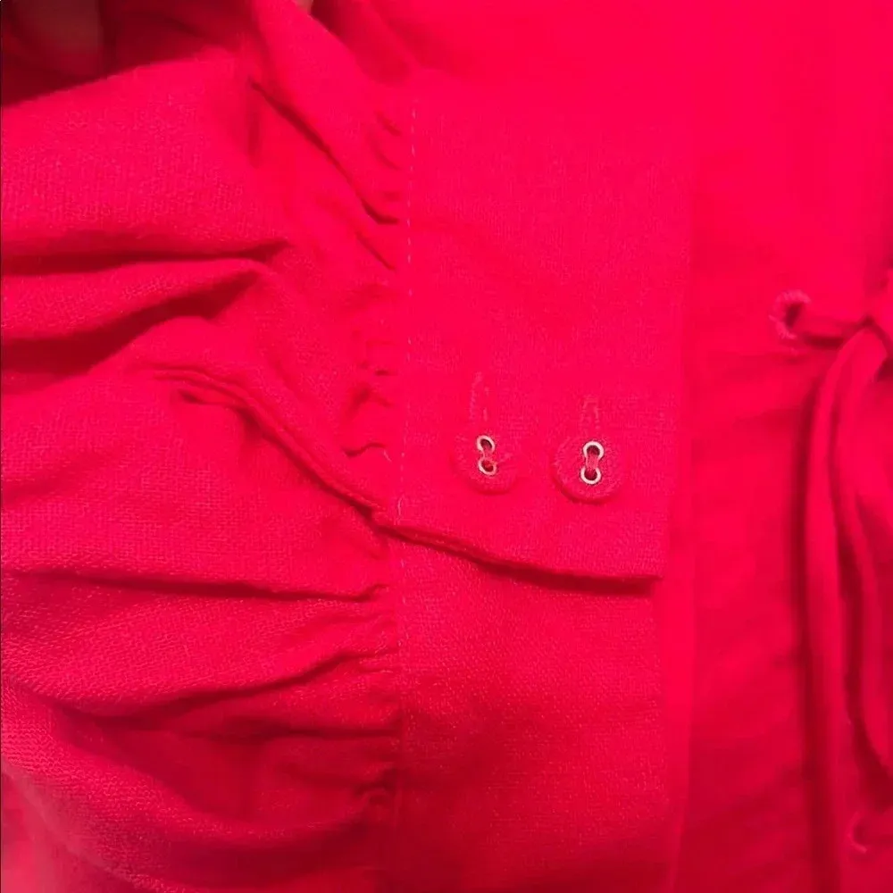 House of Harlow Pink Puff Sleeve Fit Flare Linen Blend Dress Size 4 - Image 8