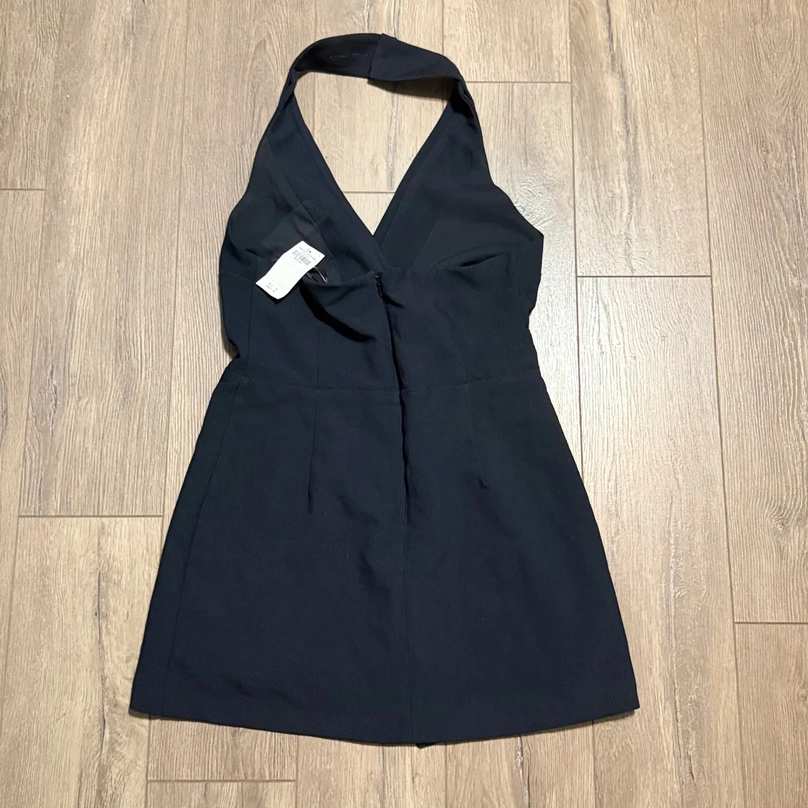 Black Halter Neck Dress Romper Tuxedo Collar Wrap Style Shorts Size Medium NEW - Image 5