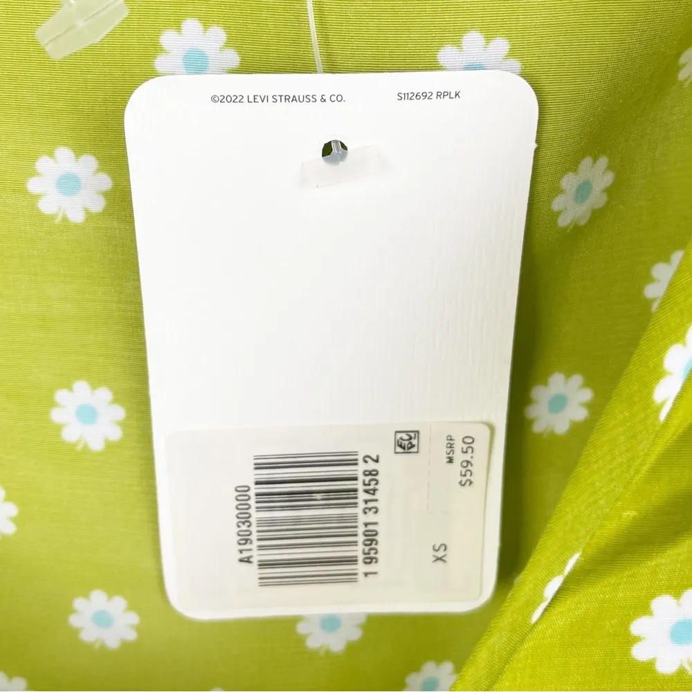 NEW Levi's Embry Tie Front Shirt Green Floral Puff Balloon Sleeve Blouse Size XS - Image 13