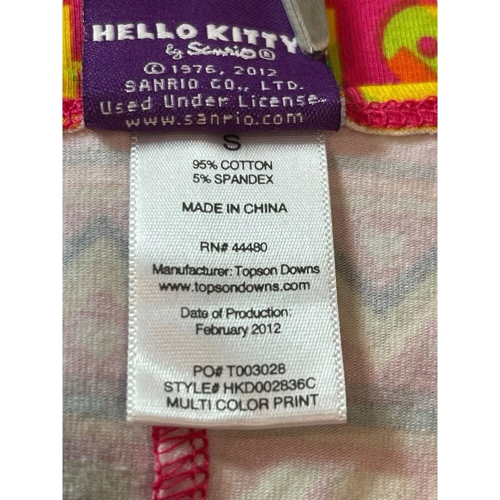 VTG Sanrio Hello Kitty Colorful All Over Print Body Con Sleeveless Dress S NWT - Image 9