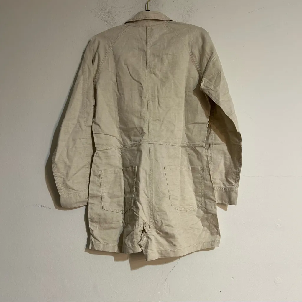 Outerknown Station Suit Shortall Romper Organic Cotton Linen in Natural Small - Image 8