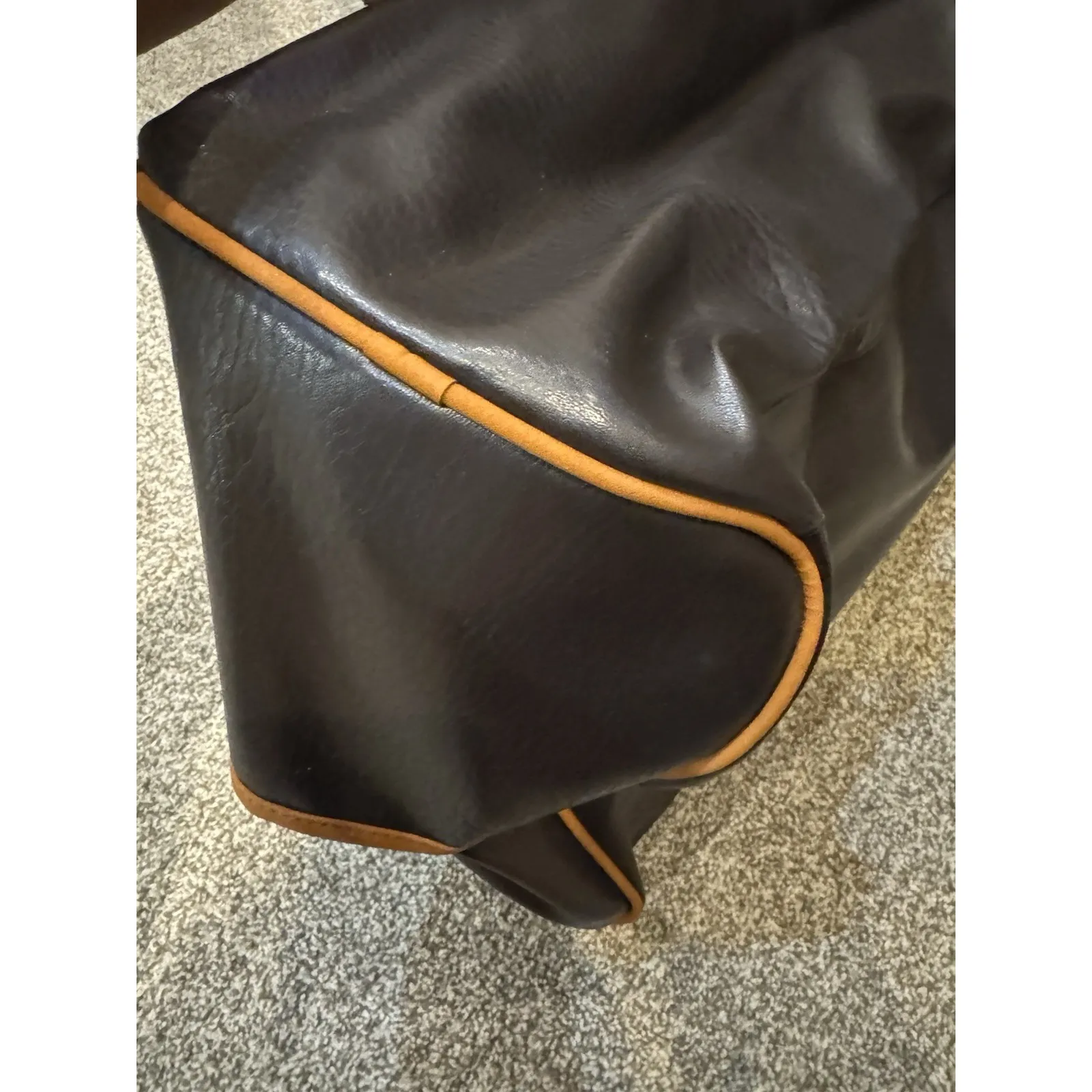 Lagerfeld PVC Faux Brown Leather Duffle Bag Unisex Overnight Weekender - Image 7