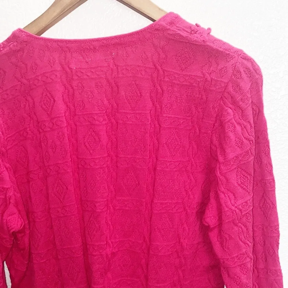 Peruvian Perfection 100% Cotton Hot Pink Size Medium Button Down Cardigan - Image 8