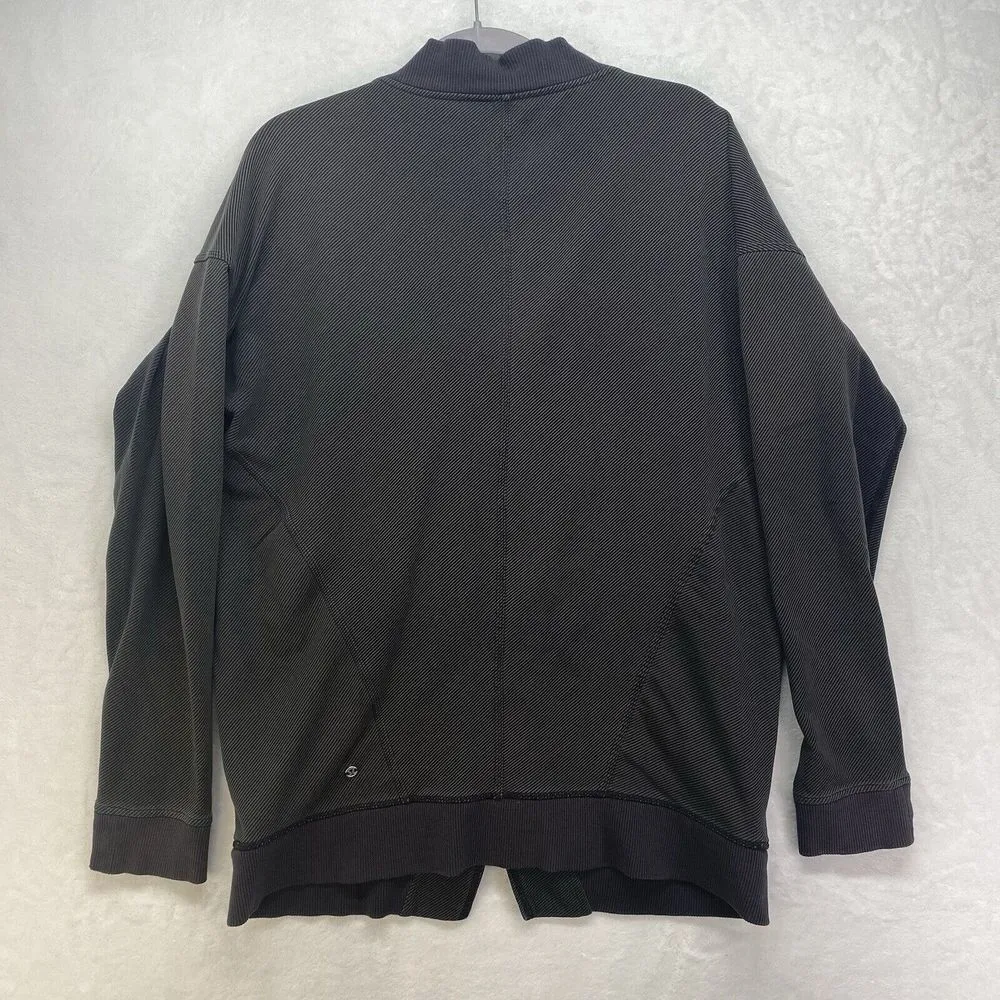 Lululemon Jacket L Mula Asymmetrical Bundle Wrap Zip Stripe Moto Sweatshirt Grey - Image 10