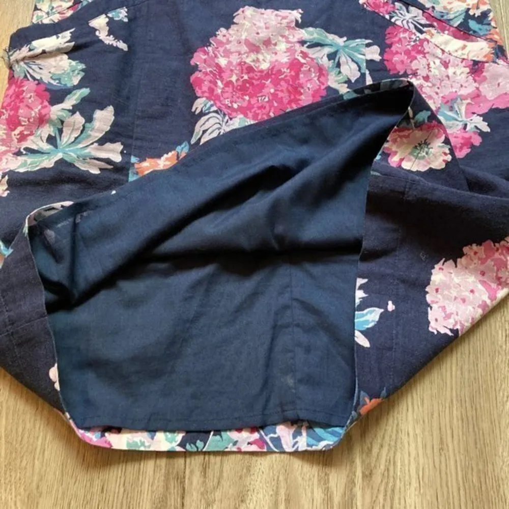 Joules Krista Popover Floral Linen Blend Dress Size 6 Blue - Image 7