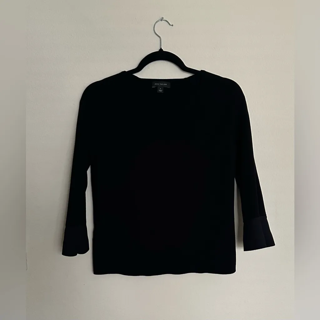 Ann Taylor Elegant Black Sweater with Flared Cuffs - Image 3