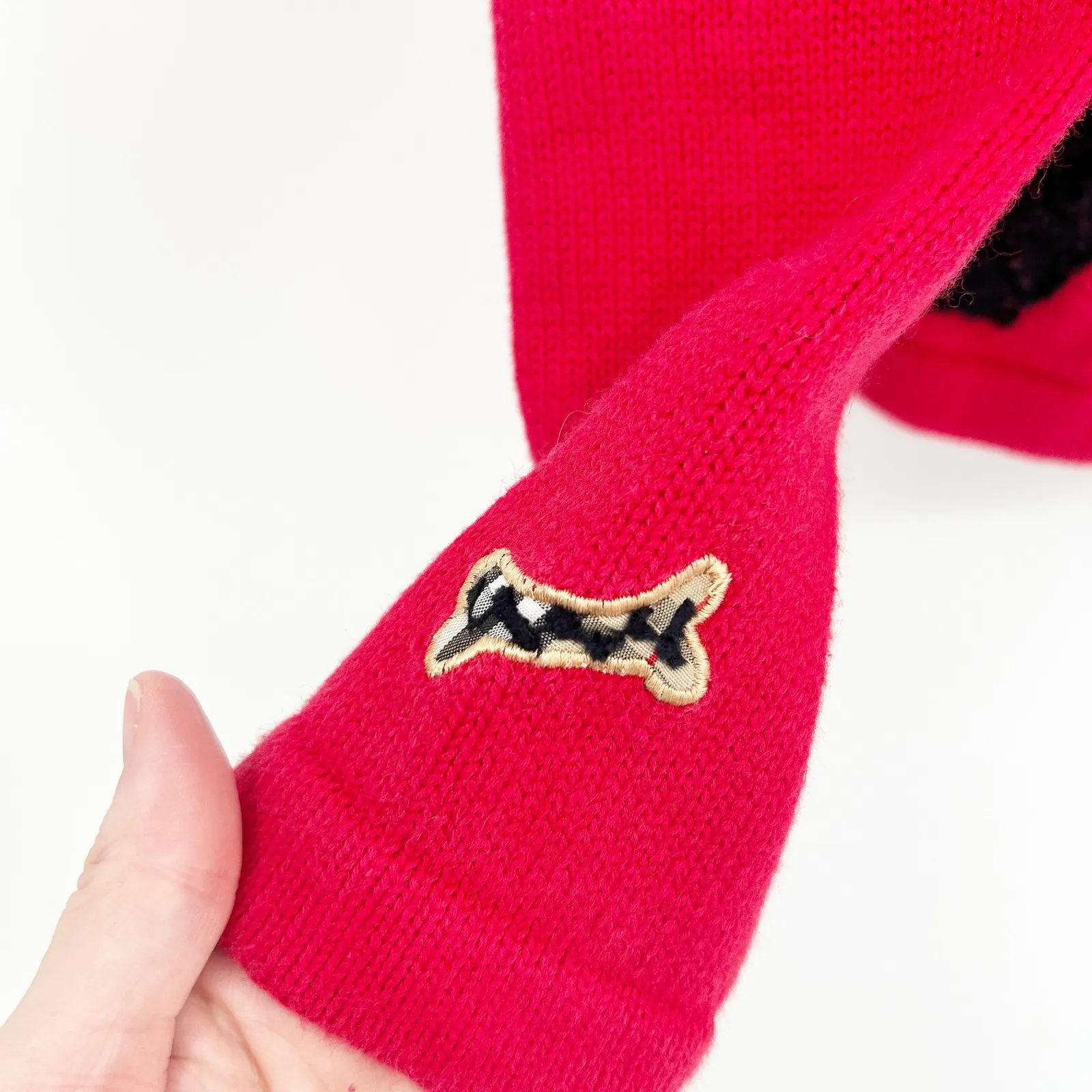 Jack B Quick Vintage Scottie Dog Bone Embroidered Novelty Cardigan Sweater XL Red - Image 5