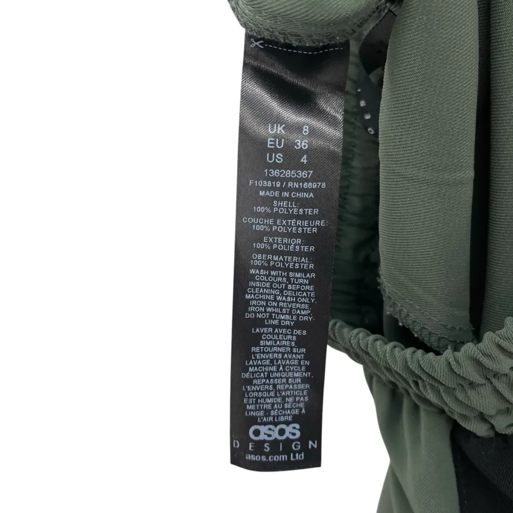 ASOS Pull On Track Pants With Contrast Panel in Washed Green - Image 9