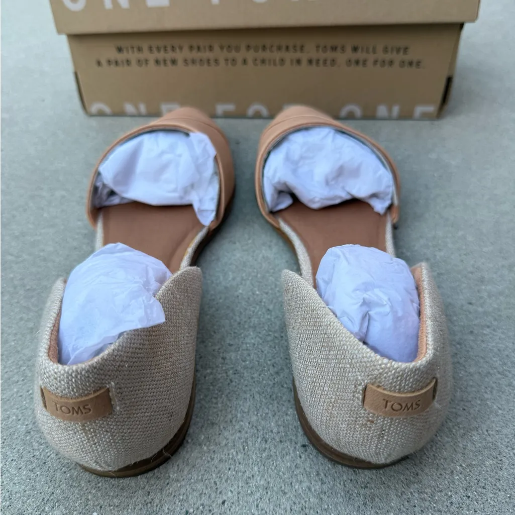 NWT Toms Jutti D’Orsay Honey Leather & Gold Metallic Woven Flats Women’s Size 8 - Image 6