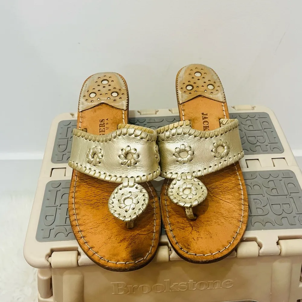 Jack Rogers Mid Wedge Gold sandal flip flop size 8 - Image 2
