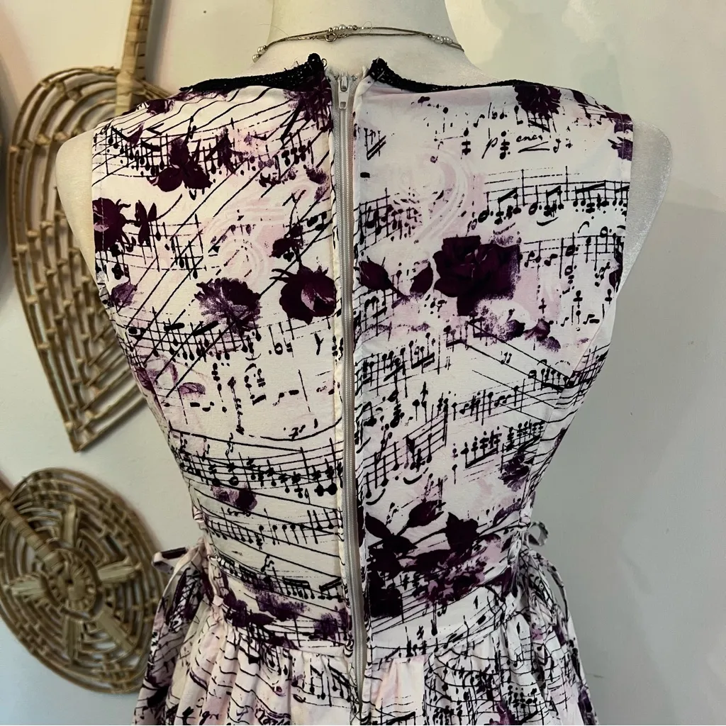 Hot Topic Rose Music Notes Dress Gothic Corset Ruffle Hem Grunge Y2K Fairycore S - Image 11
