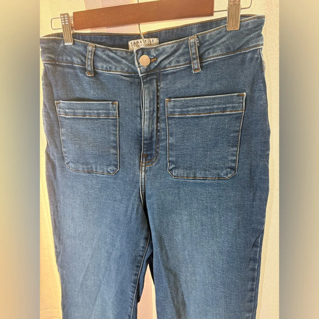 BAGATELLE Jeans Womens 29 Blue Patch Pockets Wide‎ Leg Crop High Rise Sailor 478 - Image 2