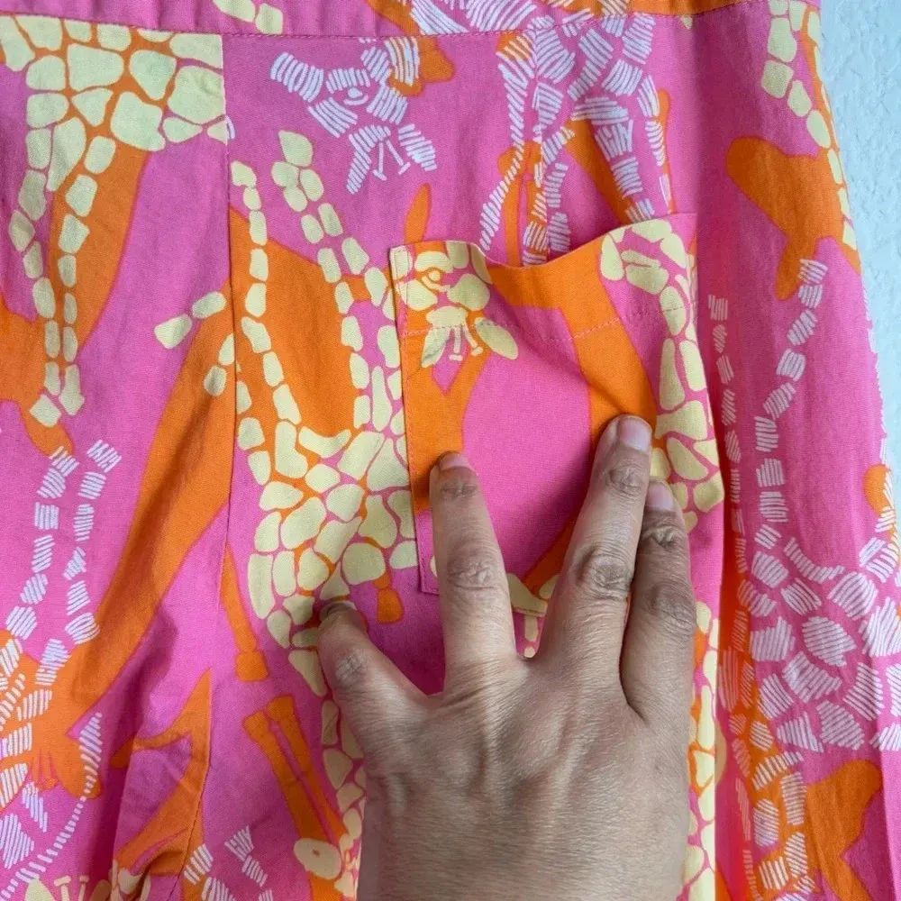Lilly Pulitzer Womens Vintage Pink/Orange Bella Giraffe Print Capri Pants Size 2 - Image 8