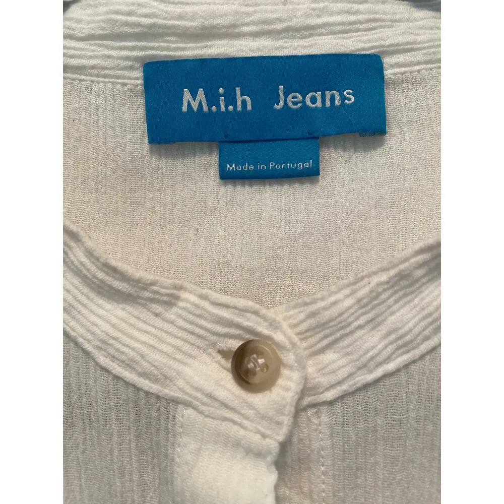 M.I.H. Jeans Goldie White Crinkle Bell Sleeve Shirt size Medium - Image 3