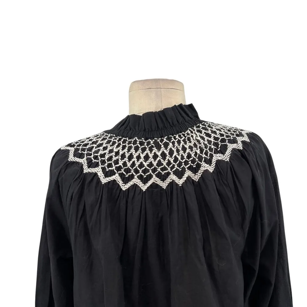 Figue‎ Charlie Top Black Long Sleeve Embroidered Blouse Size XL - Image 12