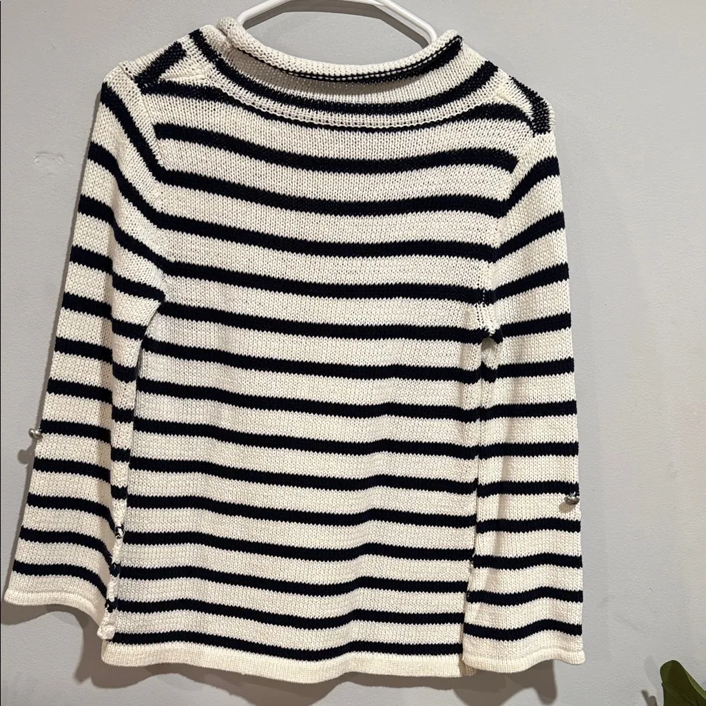 Chico's Black and White Striped Cowl Neck Sweater - Image 6