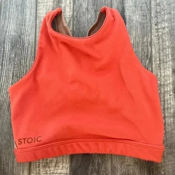 Stoic women’s activewear sports bra orange and tan XS women’s athletic workout - Image 1