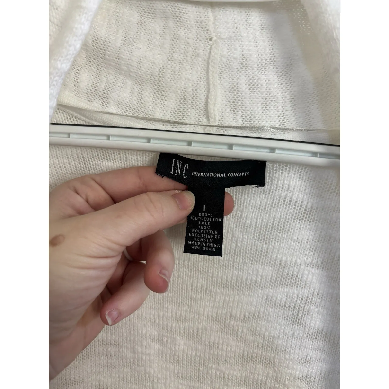 White Sheer Floral Lace Open Front Cardigan Size Large Fairy Coquette Cottage - Image 3