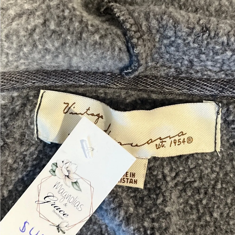 NWOT Vintage Havana Grey Slate Full Zip Fleece Sweatshirt Hoodie Pockets S - Image 7