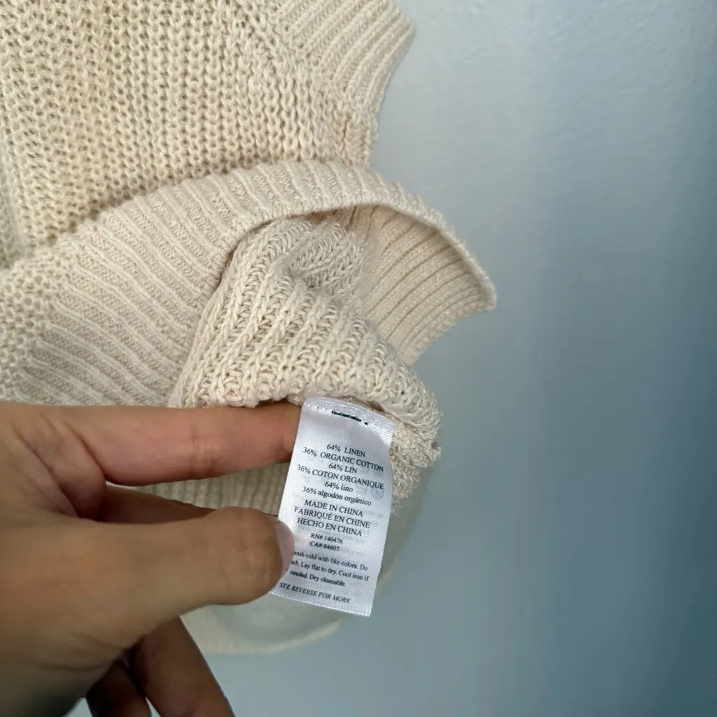 Faherty XS Miramar Sleeveless Linen Sweater Linen Organic Cotton Cream Comfy - Image 5