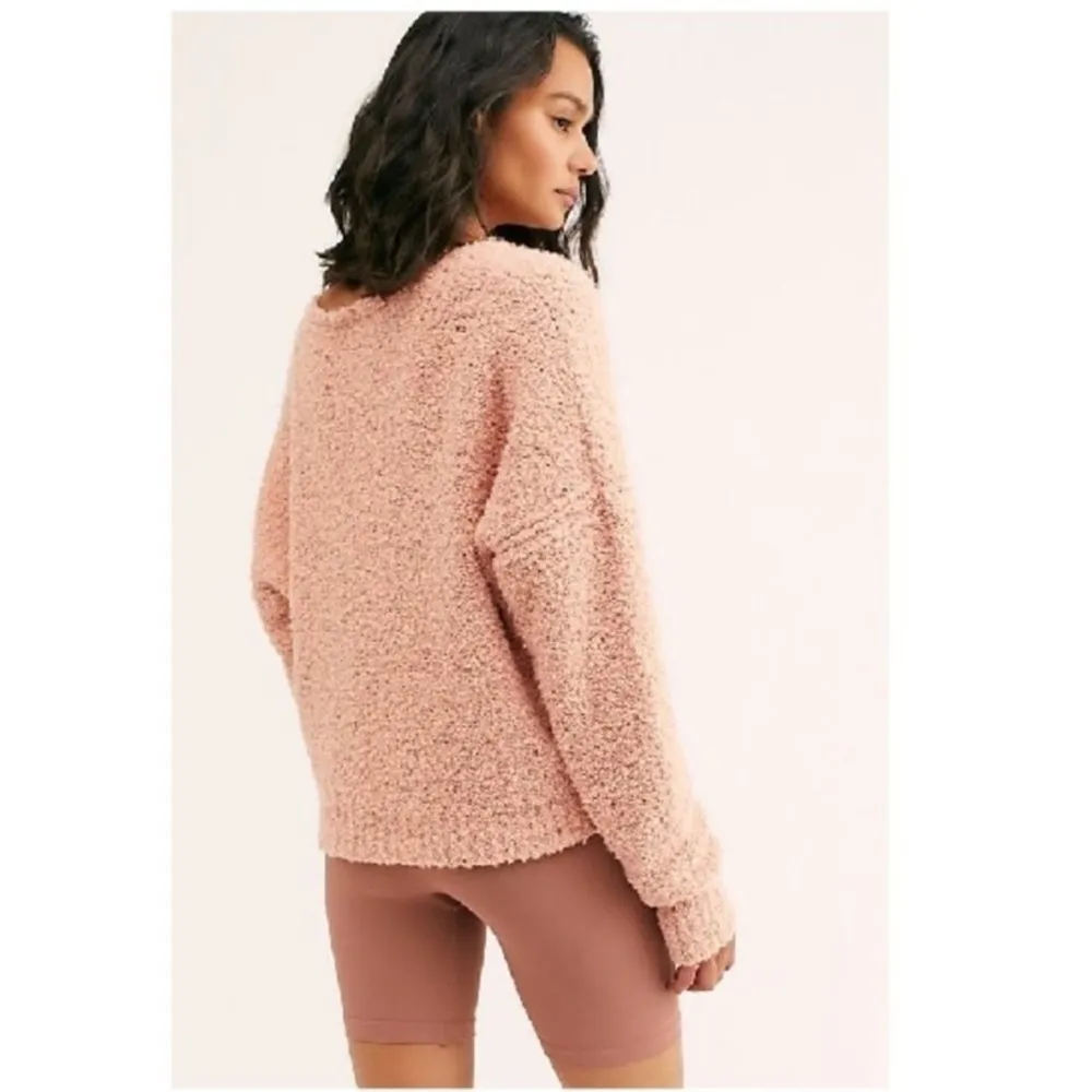 Free People Finders Keepers Boucle V Neck Sweater Size Medium Nude Peach - Image 2
