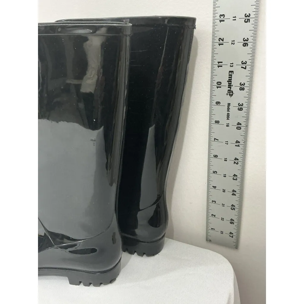 Womans Time & Tru Size 8 Pull On Black Rubber Tall Rain Boots NWOT - Image 4