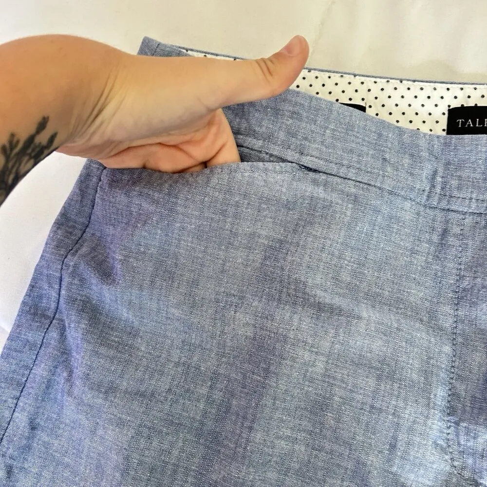 Talbots Perfect Crop Blue Chambray Chino Pants Womens 12 100% Cotton Office - Image 2