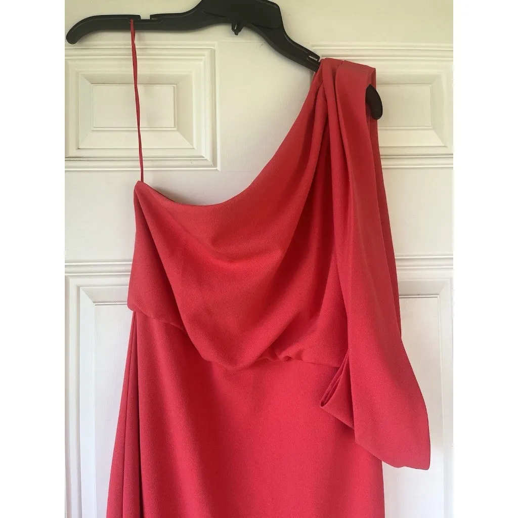 Belle Badgley Mischka Raya One Shoulder Draped Side Slit Maxi Dress Size 6 - Image 6