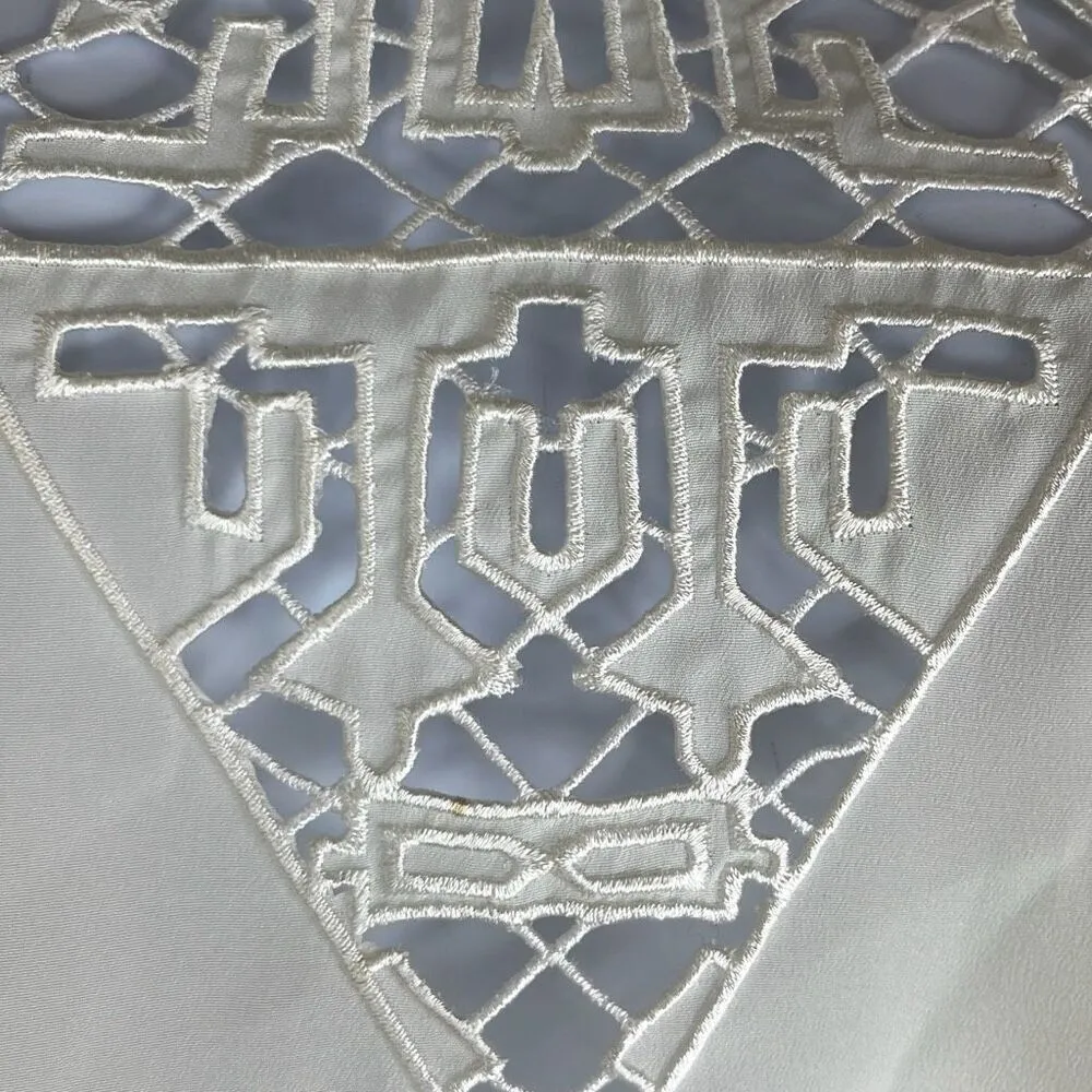 Townsen Medium Ivory Lace Cutouts Pullover Blouse Long Sleeve Boho Workwear - Image 3