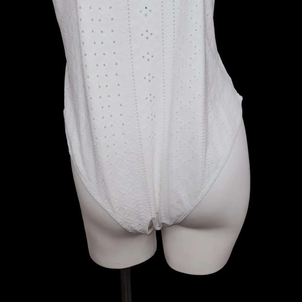 Rue21+ White Eyelet Spagetti Strap Bodysuit Womens 2X Snap Closure Lined NWT - Image 5