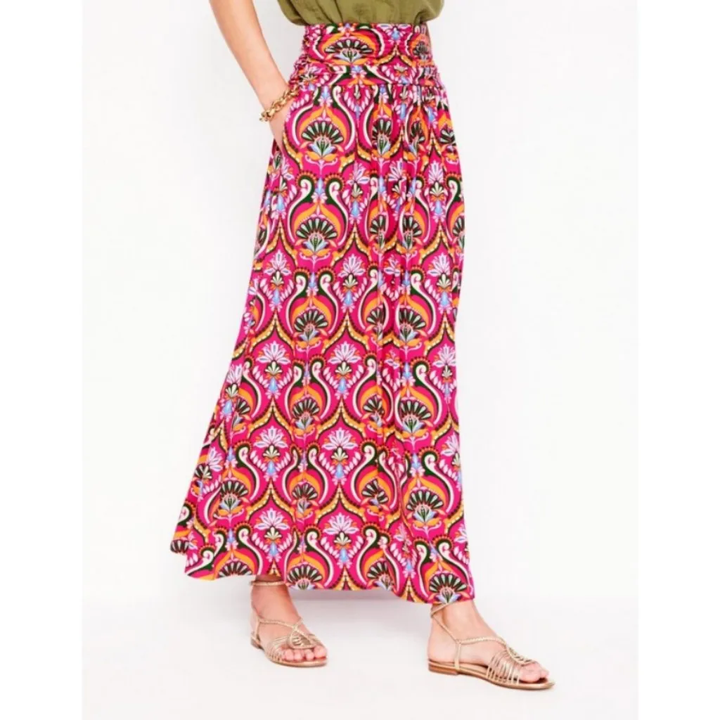 💕BODEN💕 Rosaline Jersey Skirt ~ Pink Peony Ornamental Floral Print 8 NWT - Image 3