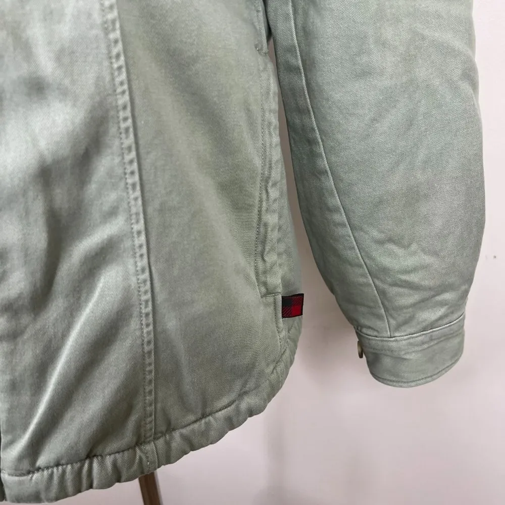 Woolrich Sage Green Fleece Lined Button Front Shacket Size Small - Image 4