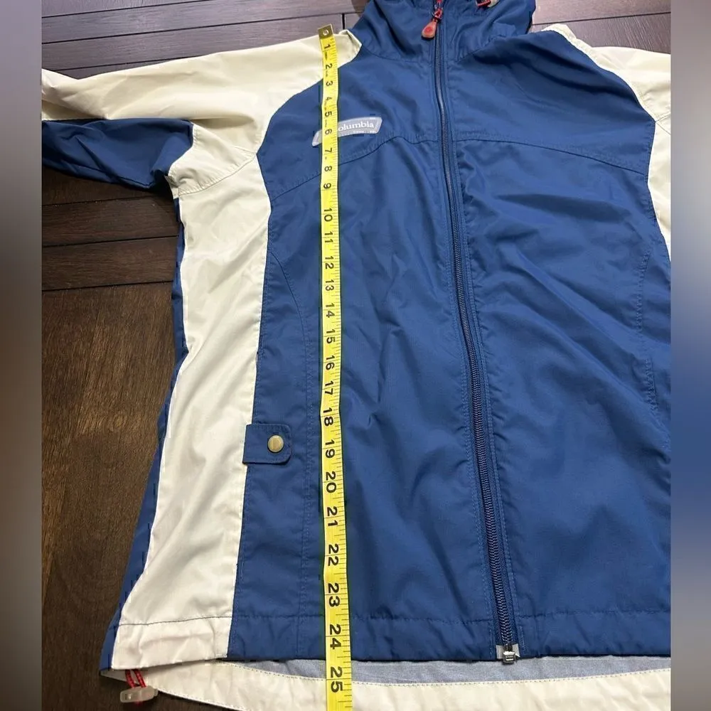 Columbia Women’s Small Hooded Blue/White Rain Jacket - Image 7