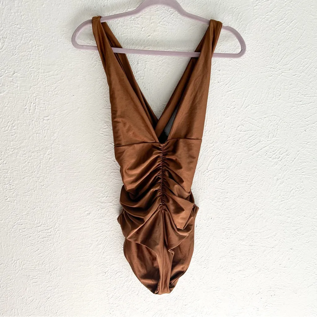 Jade Swim Capri One Piece Mocha Sheen Sz XL NWT Brown - Image 2