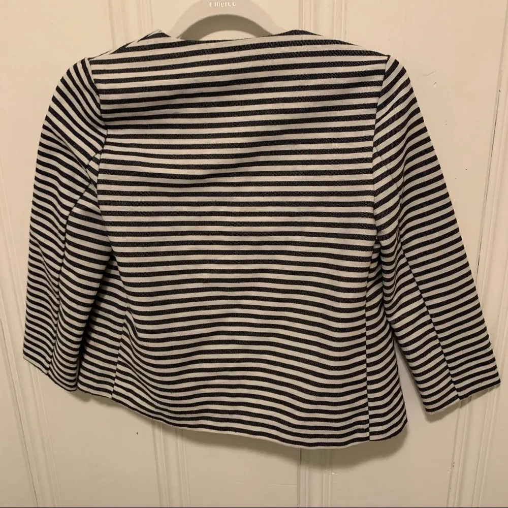 BCNU Navy White Striped Cropped Blazer Pockets Size XSmall NEW - Image 5