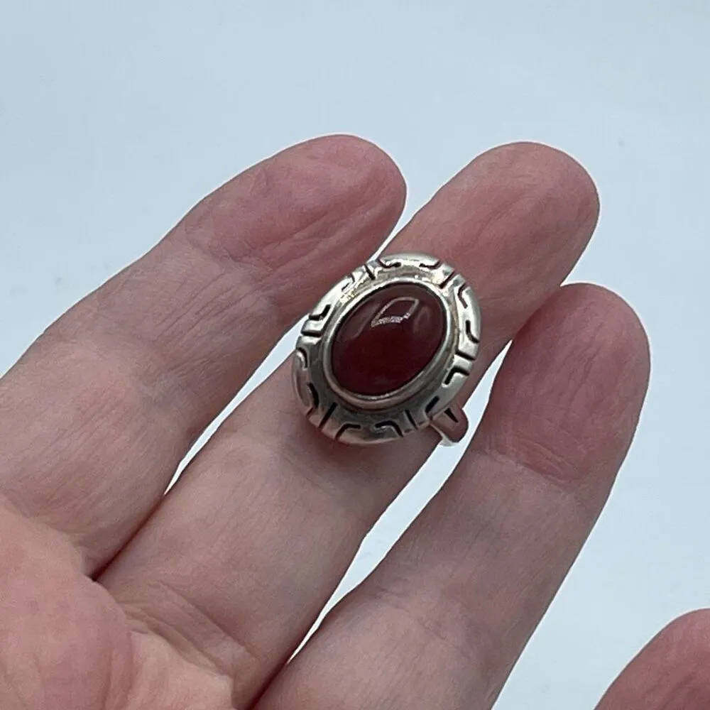 Vintage Native American sterling silver Carnelian ring size 7 . Red - Image 7